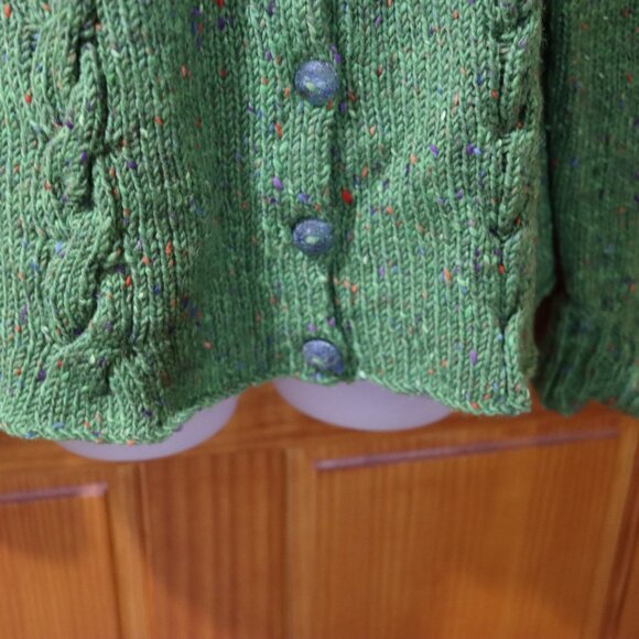 Su-Zen Vintage Green Wool Cable-Knit Cardigan Sweater Fairycore USA Size 2 - Picture 4 of 15